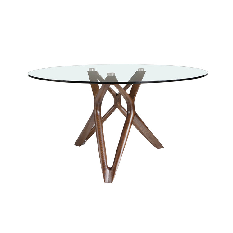 (Español) Mesa comedor redonda en cristal y madera-Angel Cerdá