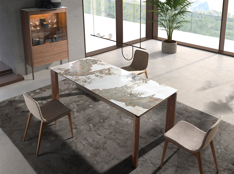 Rectangular porcelain marble extending dining table - Angel Cerdá