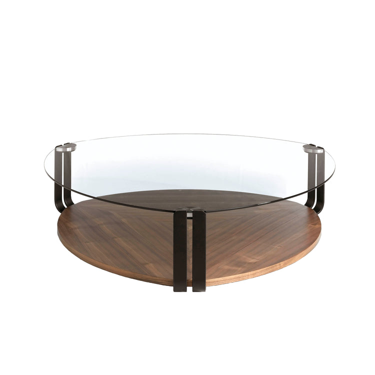 Coffee table in walnut veneer with top in tempered glass - Angel Cerda S.L.