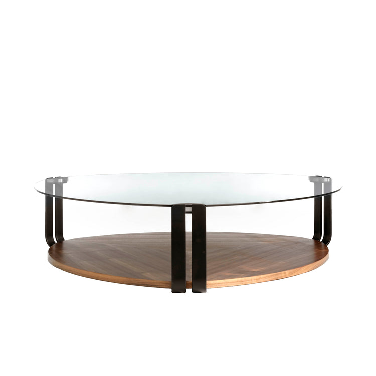 Coffee table in walnut veneer with top in tempered glass - Angel Cerda S.L.
