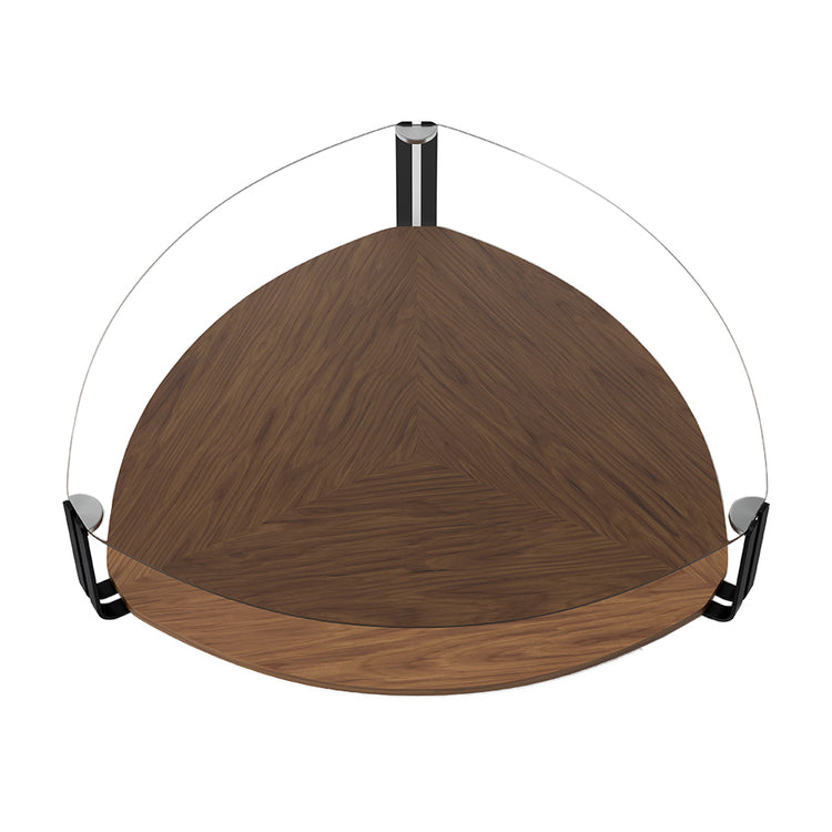 Coffee table in walnut veneer with top in tempered glass - Angel Cerda S.L.