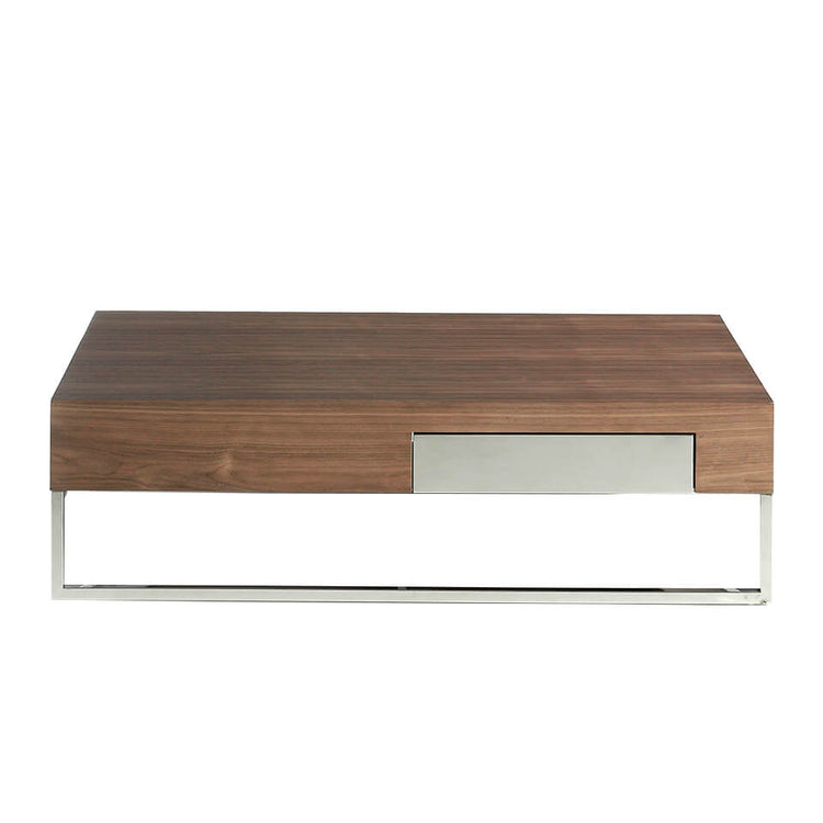 Coffee table in walnut veneer with chrome plated steel legs - Angel Cerdá