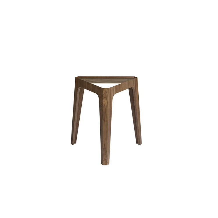 Corner table in walnut veneered wood and tempered glass top- Angel Cerdá