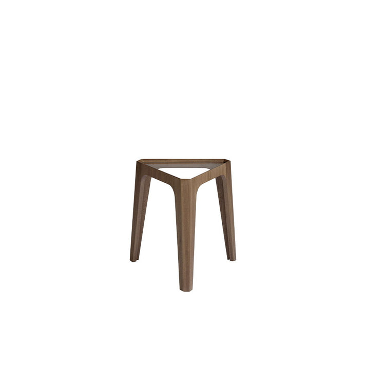 Corner table in walnut veneered wood and tempered glass top- Angel Cerdá