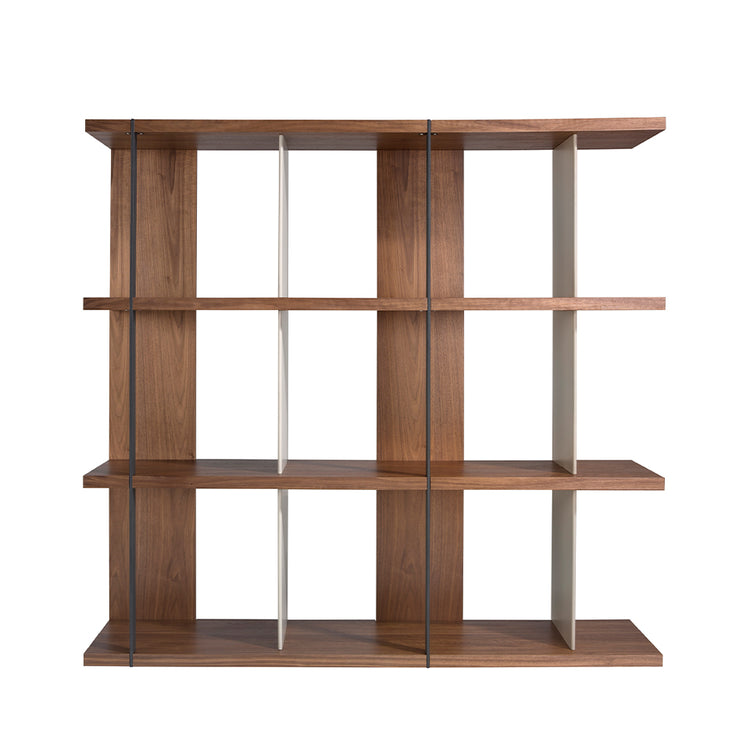 Grey lacquered walnut and steel shelves-Angel Cerdá