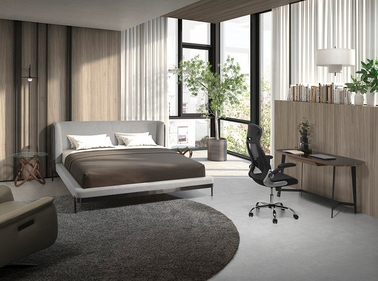 Black fabric swivel office chair