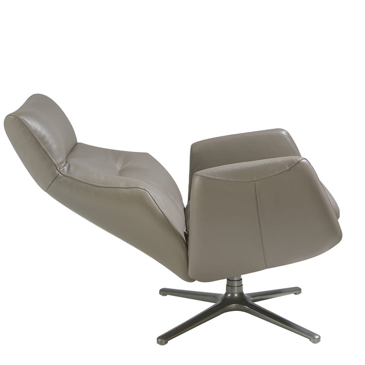 Reclining swivel armchair upholstered in grey leather and darkened steel-Angel Cerdá