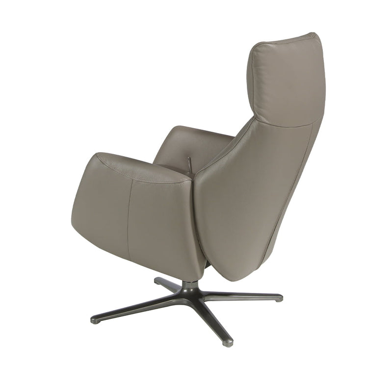 Reclining swivel armchair upholstered in grey leather and darkened steel-Angel Cerdá