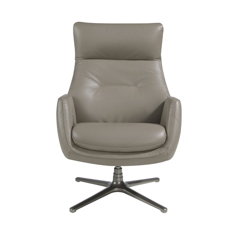 Reclining swivel armchair upholstered in grey leather and darkened steel-Angel Cerdá