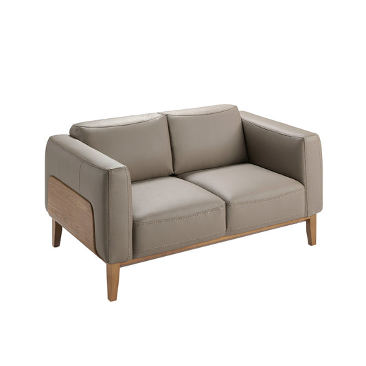 2-seat sofa upholstered in leather with a walnut - Angel Cerdá S.L