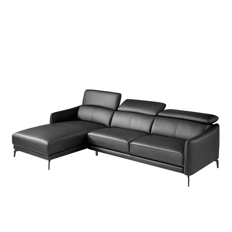 Chaise longue sofa upholstered in leather and stainless - Angel Cerdá S.L