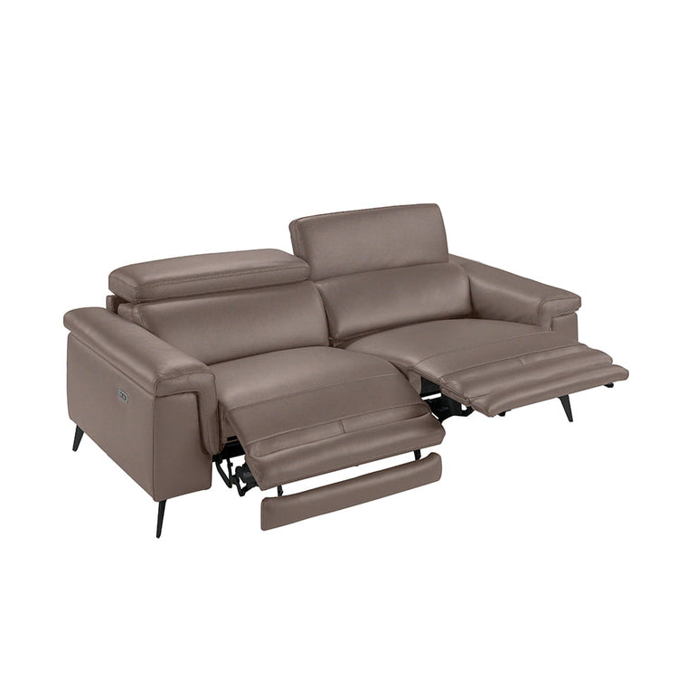 3 seater sofa upholstered in mink colour and black walnut wood finish - Angel Cerdá