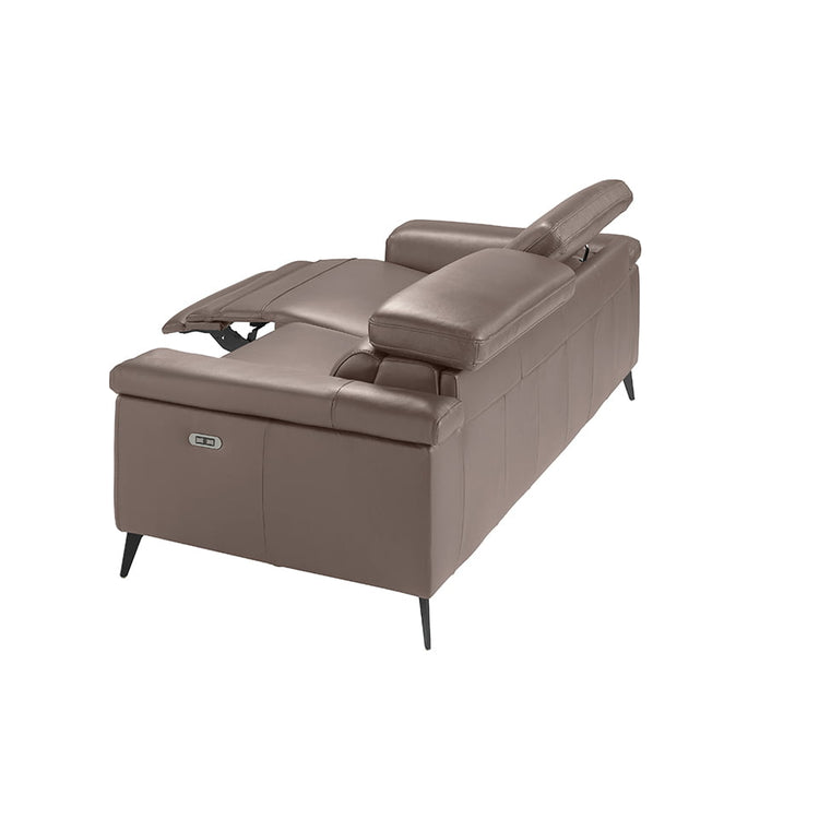 3 seater sofa upholstered in mink colour and black walnut wood finish - Angel Cerdá