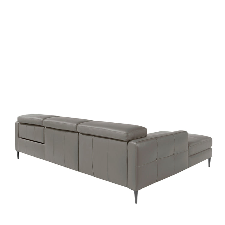 Chaise longue sofa in dark grey leather with relax mechanism-Angel Cerdá