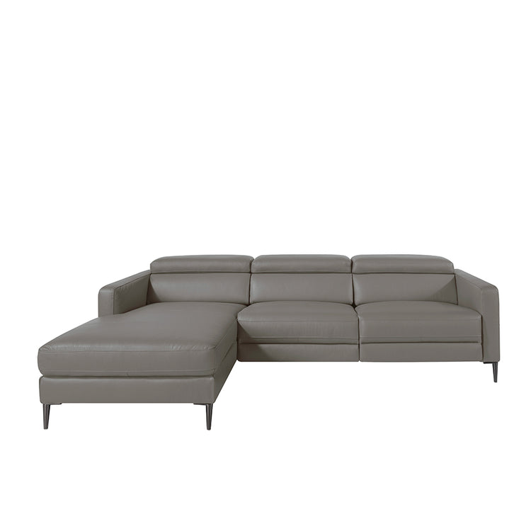 Chaise longue sofa in dark grey leather with relax mechanism-Angel Cerdá