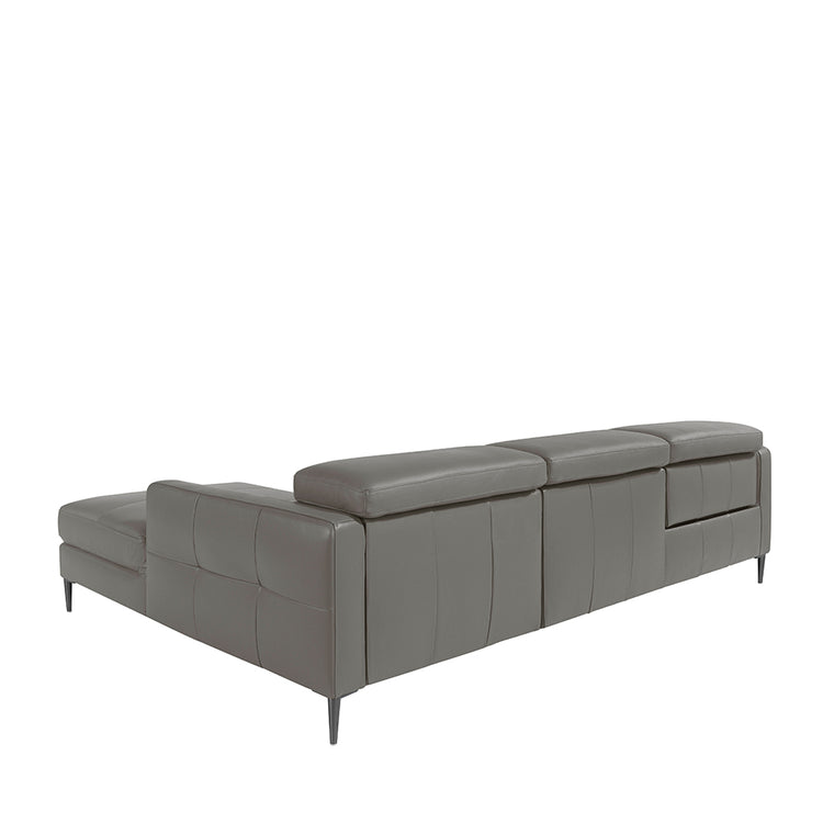 Chaise longue sofa in dark grey leather with relax mechanism-Angel Cerdá