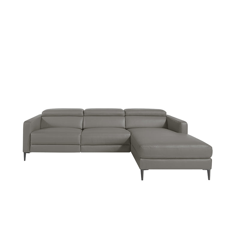 Chaise longue sofa in dark grey leather with relax mechanism-Angel Cerdá