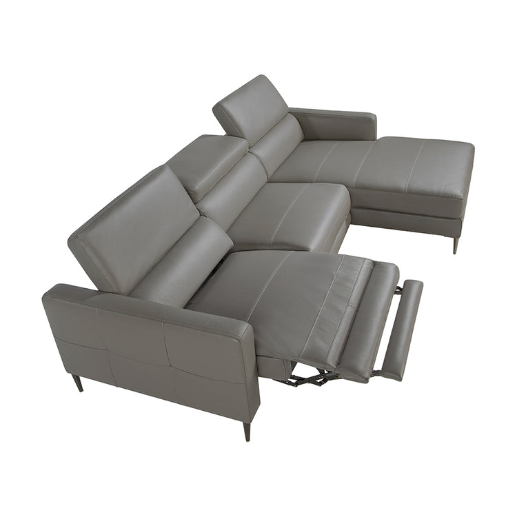 Chaise longue sofa in dark grey leather with relax mechanism-Angel Cerdá