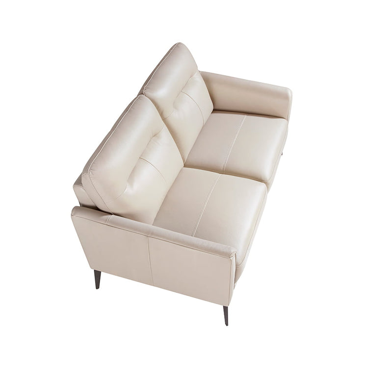 2 seater sofa upholstered in taupe grey leather and black steel legs - Furniture of design. Angel Cerdá