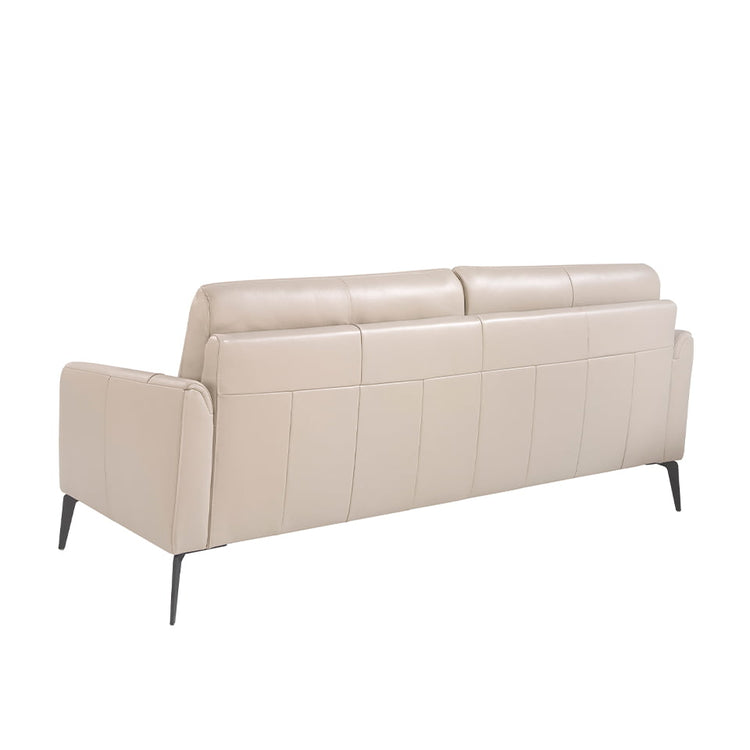3 seater sofa upholstered in taupe grey leather with black steel legs - Furniture of design. Angel Cerdá