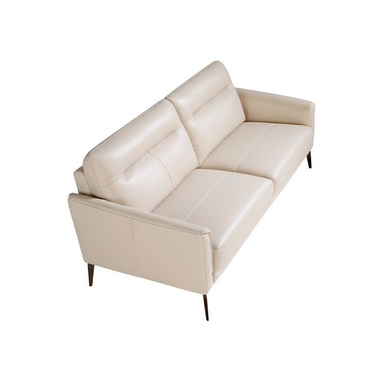 3 seater sofa upholstered in taupe grey leather with black steel legs - Furniture of design. Angel Cerdá