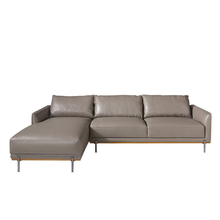 Chaiselongue Sofa (L) in leather and darkened steel-Angel Cerdá