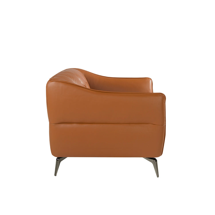 2 seater sofa upholstered in capitoné with brown beef orgien leather-Angel Cerdá