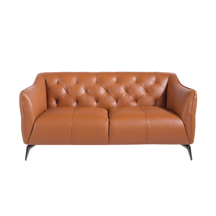 2 seater sofa upholstered in capitoné with brown beef orgien leather-Angel Cerdá