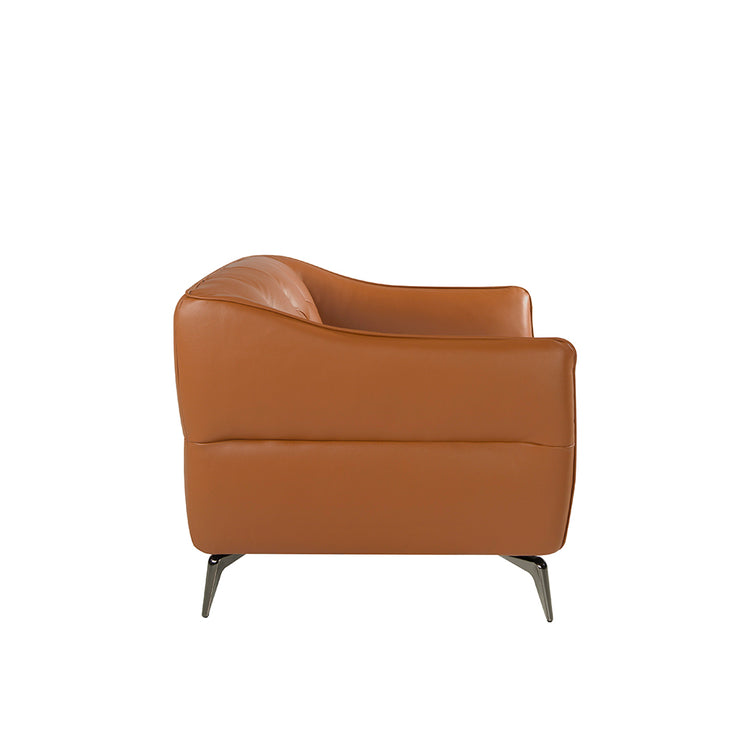 3-seater sofa upholstered in brown cowhide leather with quilted upholstery-Angel Cerdá