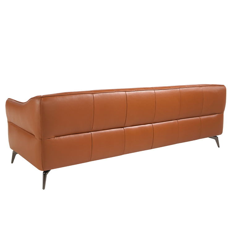 3-seater sofa upholstered in brown cowhide leather with quilted upholstery-Angel Cerdá