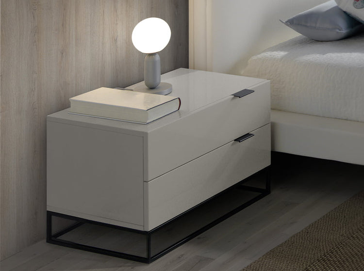 Night table in lacquered Mdf with black steel structure - Angel Cerdá S.L