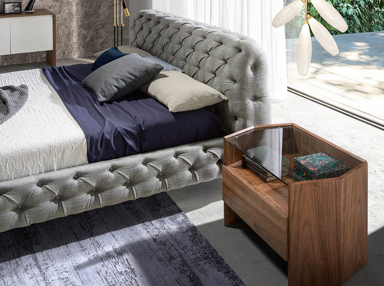 Bed upholstered in grey fabric for 180 x 200 mattress - Angel Cerdá S.L