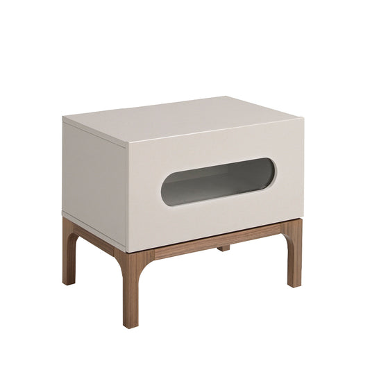 Gray and walnut wood bedside table with interior lighting - Angel Cerdá