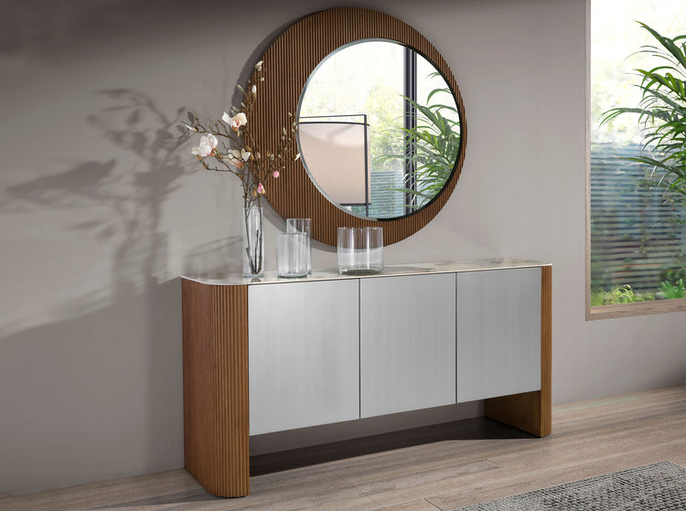 Round walnut wall mirror - Angel Cerdá