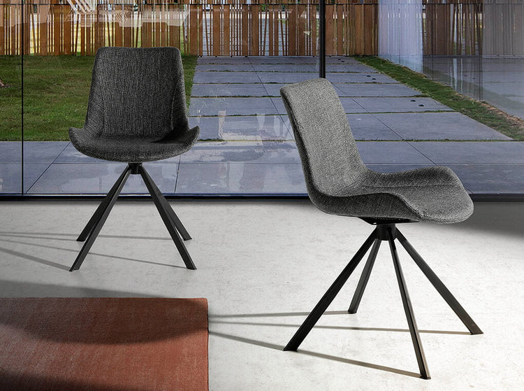 Upholstered swivel chair with steel structure painted in epoxy- Angel Cerda