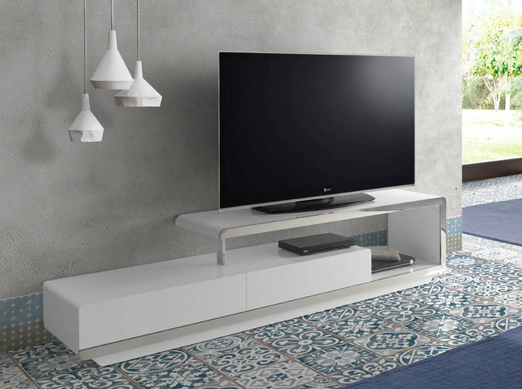 Lacquered Mdf TV unit with stainless steel front - Angel Cerdá S.L