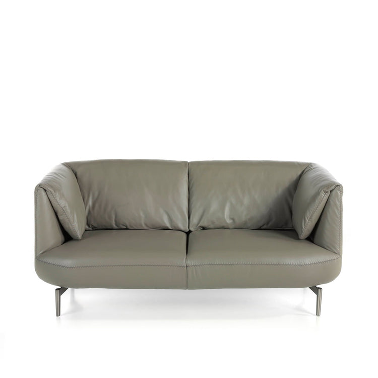 2 seat sofa leather upholstered with polished steel legs - Angel Cerdá S.L