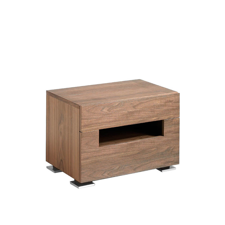 Bedside table in natural walnut veneer with interior leds - Angel Cerdá S.L