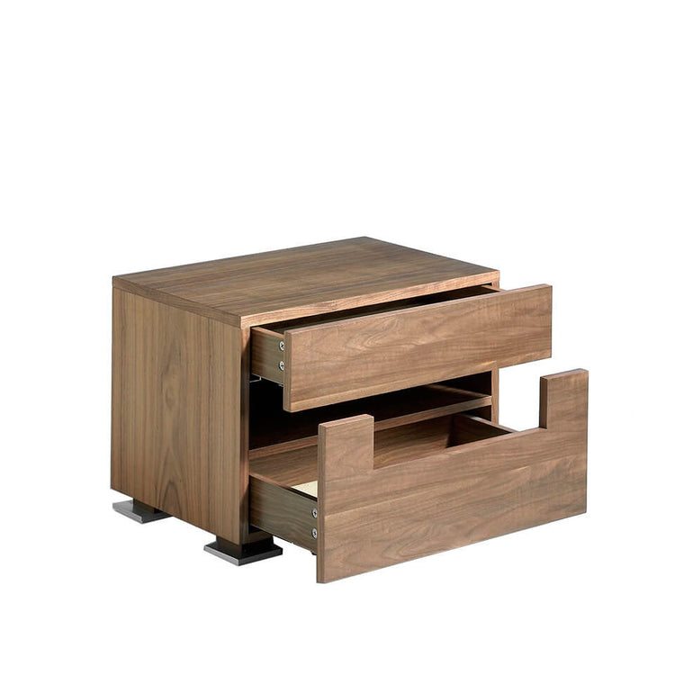 Bedside table in natural walnut veneer with interior leds - Angel Cerdá S.L