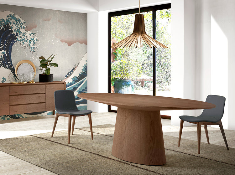 Oval dining table in walnut veneered wood - Angel Cerdá S.L