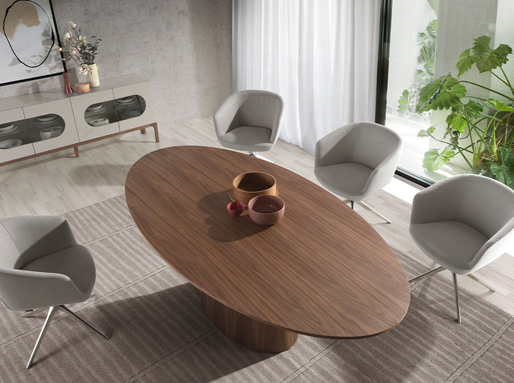 Oval dining table in walnut veneered wood - Angel Cerdá S.L