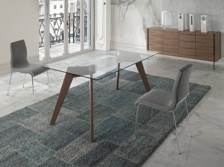 Dining table with walnut veneered wood legs - Angel Cerdá S.L