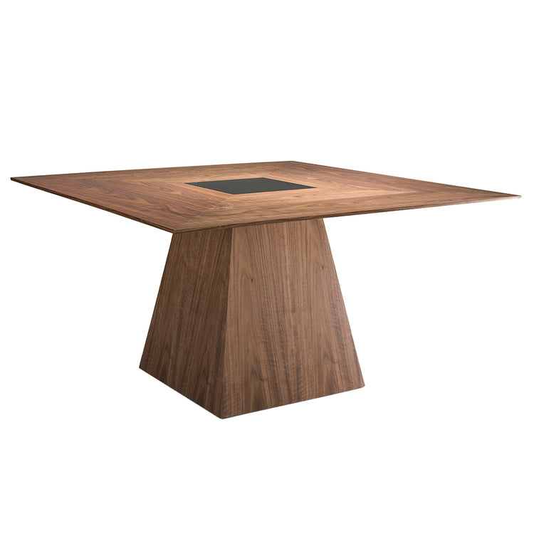 Walnut wood dining table with black tinted glass - Angel Cerdá