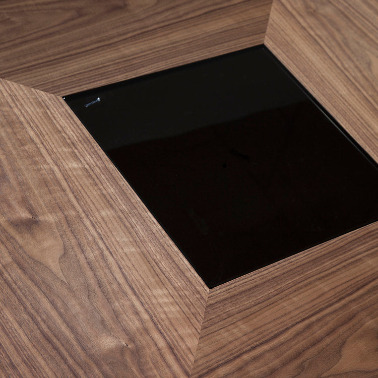 Walnut wood dining table with black tinted glass - Angel Cerdá