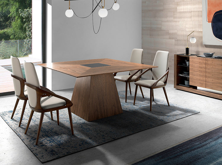 Walnut wood dining table with black tinted glass - Angel Cerdá