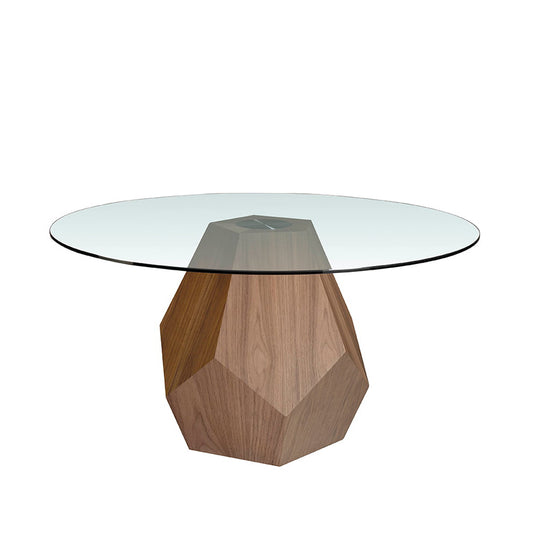 Dining table with tempered glass and wood in natural walnut finish - Angel Cerdá