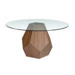 Dining table with tempered glass and wood in natural walnut finish - Angel Cerdá