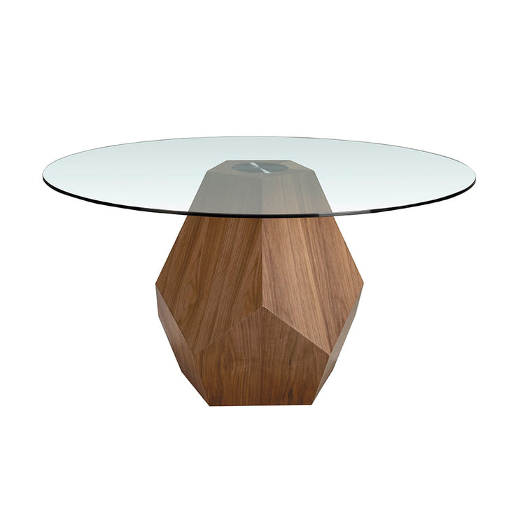 Dining table with tempered glass and wood in natural walnut finish - Angel Cerdá