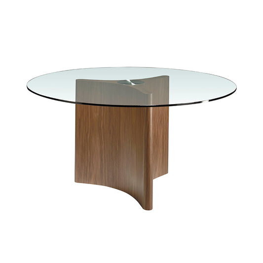 Dining table with tempered glass and wood in natural walnut finish - Angel Cerdá