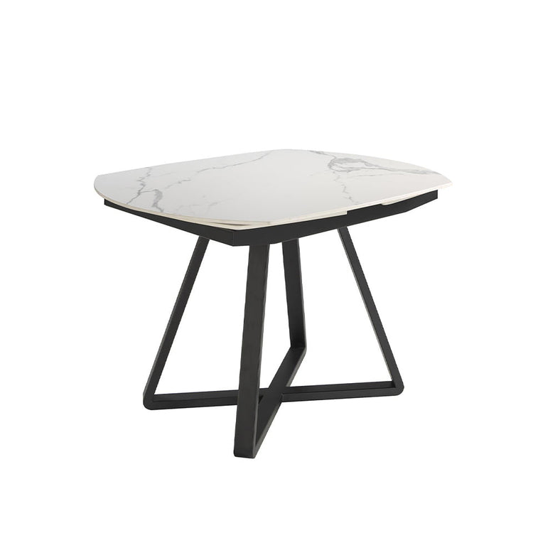 PORCELAIN AND BLACK STEEL DINING TABLE